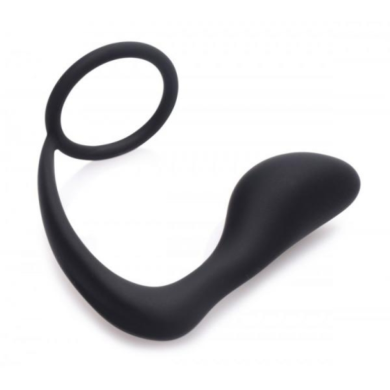 Prostatic Play Stimulator W/ Penis & Ball Strap Black