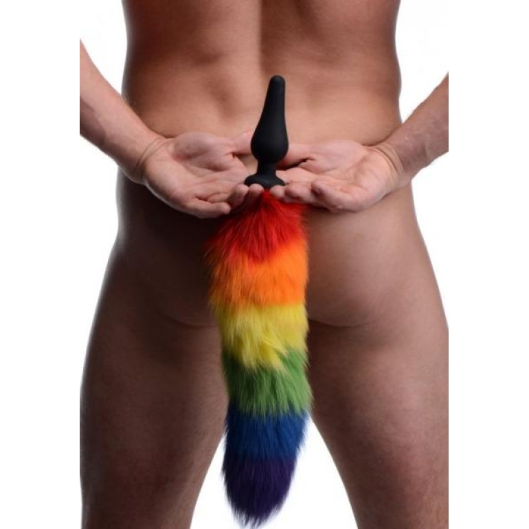 Tailz Rainbow Tail Silicone Butt Plug Multi-Color