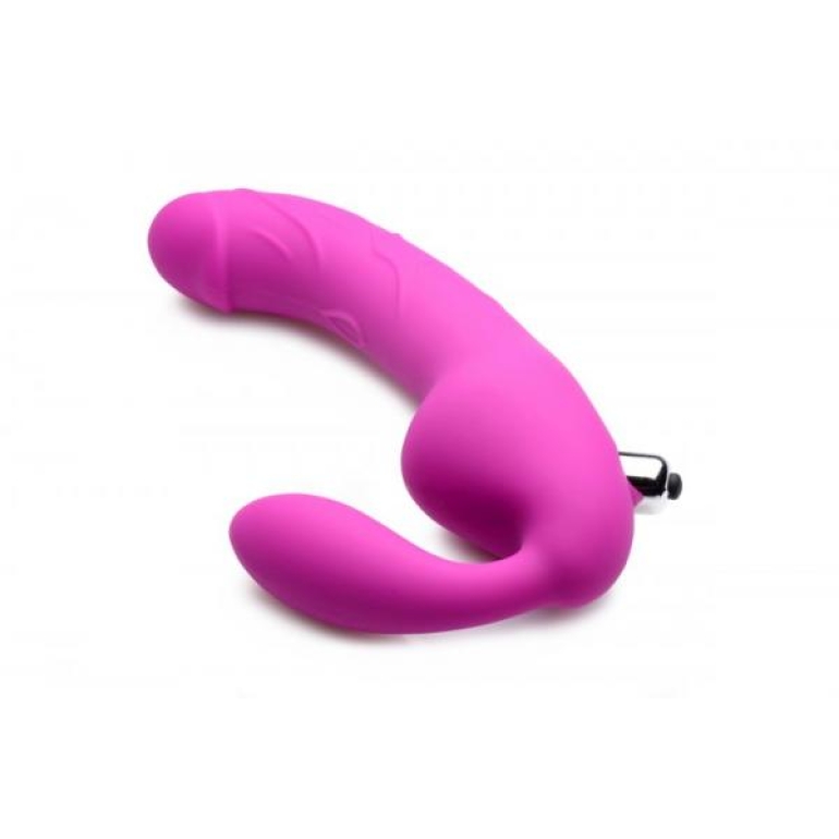 Royal Rider Vibrating Strapless Strap On Dildo Purple