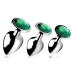 Booty Sparks Emerald Green Gem Anal Plug Set Silver