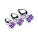 Booty Sparks Violet Flower Gem Anal Plug Set Silver