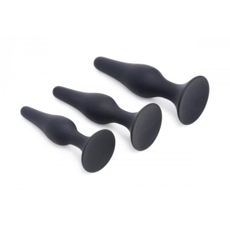 Master Series Triple Spire Tapered Silicone Anal Trainer 3pc Set Black