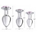 Booty Sparks Pink Gem Glass Anal Plug Set Silver