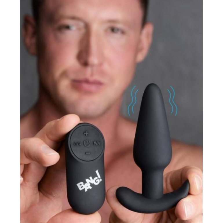 Bang! 21x Vibrating Silicone Butt Plug W/ Remote Black
