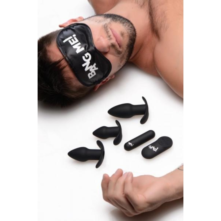 Bang! Backdoor Adventure 3pc Butt Plug Bullet & Blindfold Kit Black