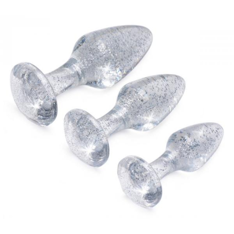 Booty Sparks Glitter Gem Anal Plug Set Silver