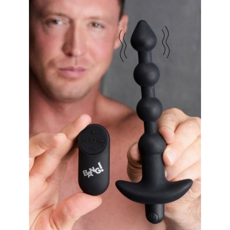 Bang! Vibrating Silicone Anal Beads & Remote Black Clear