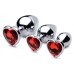 Booty Sparks Red Heart Gem Anal Plug Set Silver