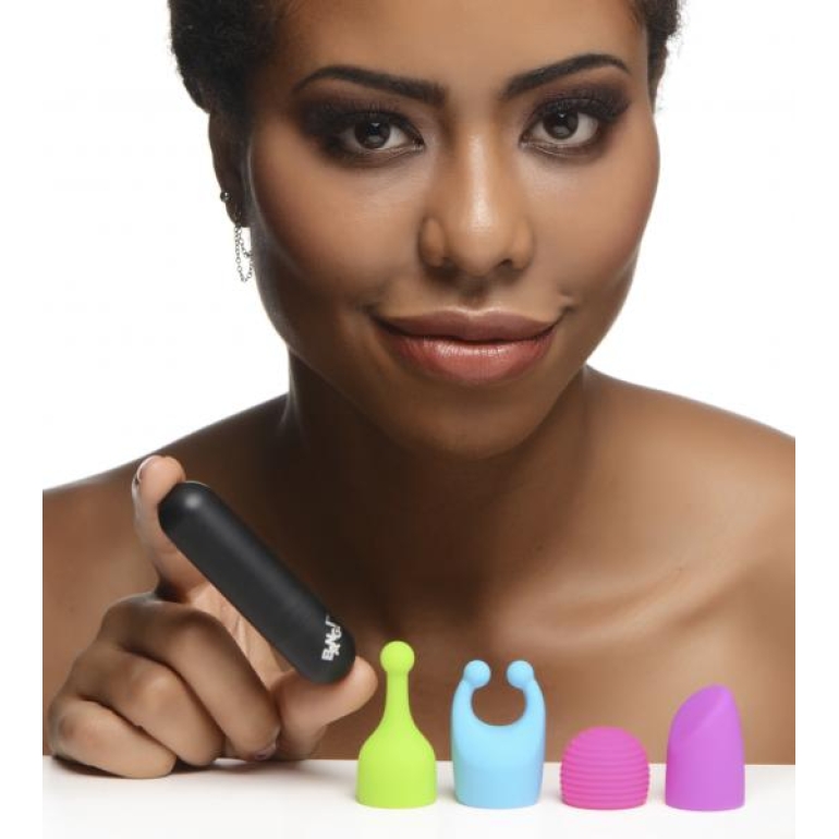 Bang! Rechargeable Bullet W/ 4 Attachments Multi-Color