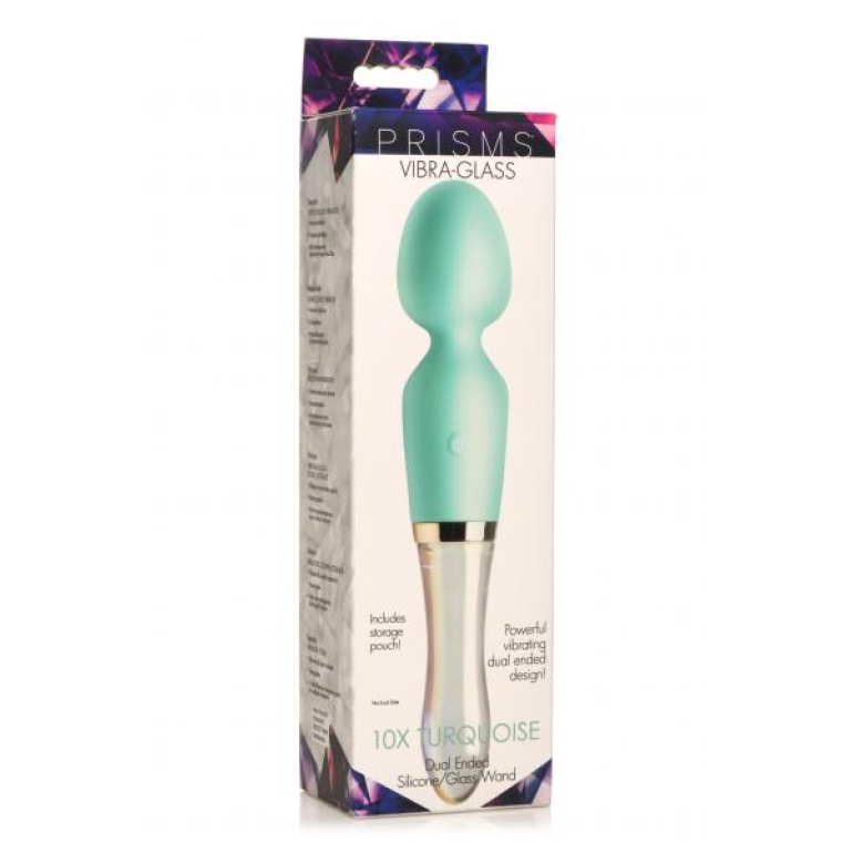 Prisms Vibra-glass 10x Turquoise Glass Wand Dual End Green