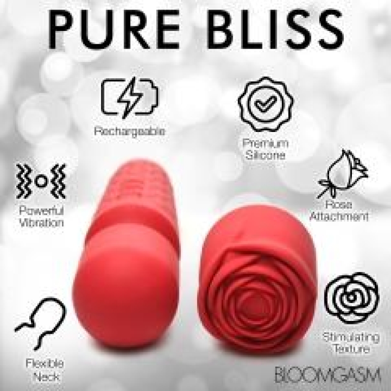 Bloomgasm Pleasure Rose Wand 10x W/ Rose Attachment Red