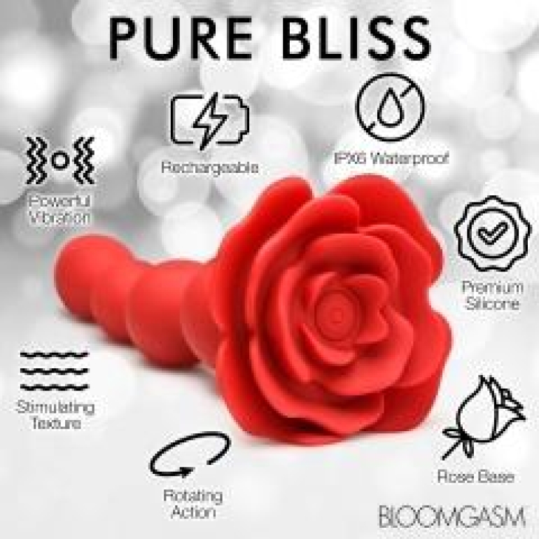 Bloomgasm Rose Twirl Vibrating & Rotating 10x Anal Beads Red