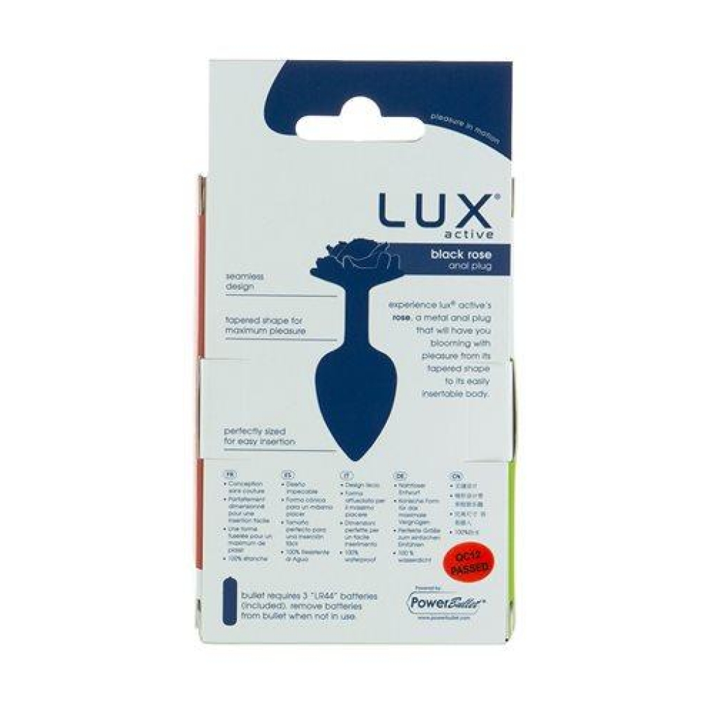 Lux Active Black Rose - Medium Metal Butt Plug