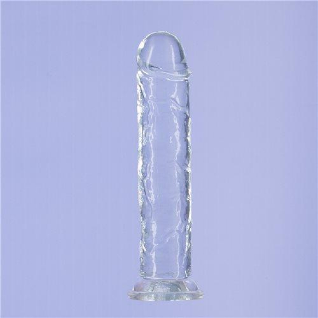 Addiction Crystal 8 Vertical Dong - Clear TPE with Bullet