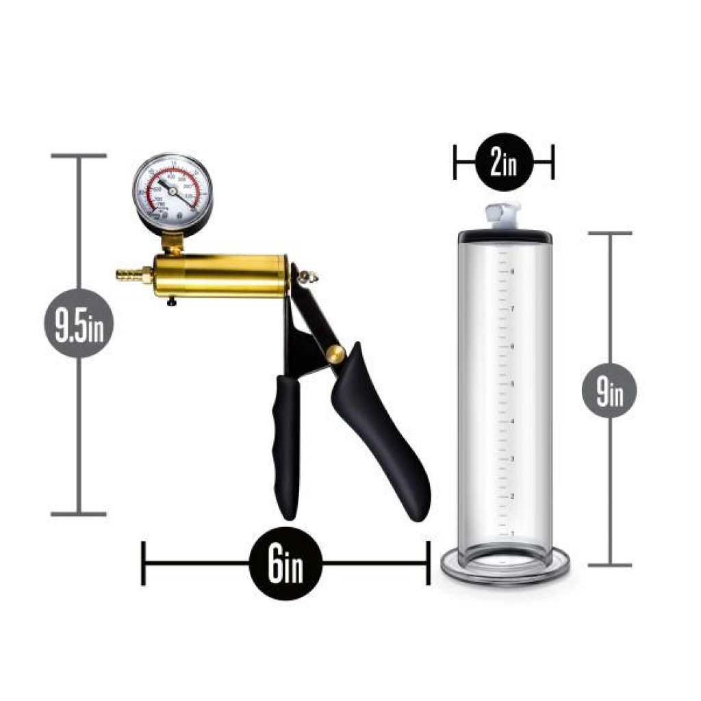 Performance VX6 Vacuum Penis Pump - Pistol & Gauge - Clear