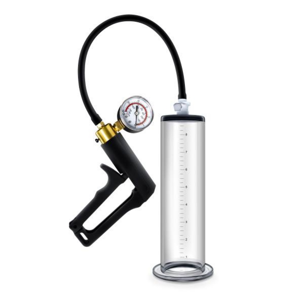 Performance Vx7 Vacuum Penis Pump W/ Brass Trigger & Pressure Gauge - Clear