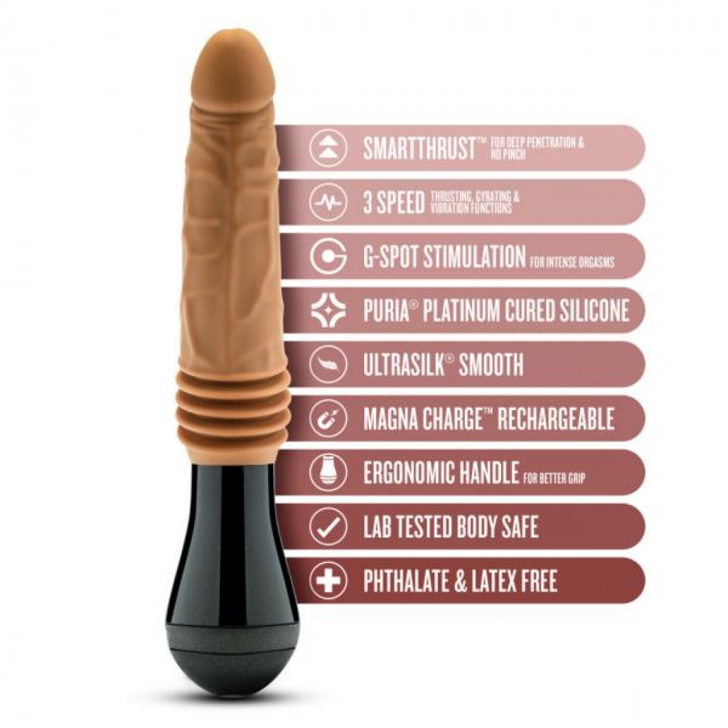 Revolutionary Dr. Arthur Thrusting and Gyrating Vibrating Dildo - Tan Brown