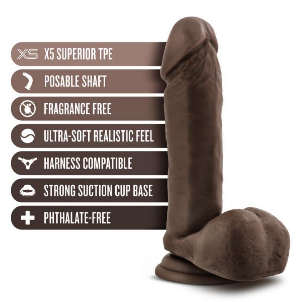 Dr Skin Plus 8in Posable Dildo with Balls - Chocolate Brown