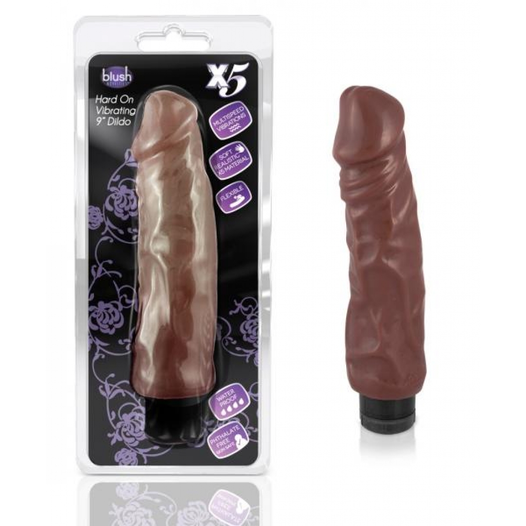 X5 Realistic Hard On 9 Inches Vibrating Dildo - Brown