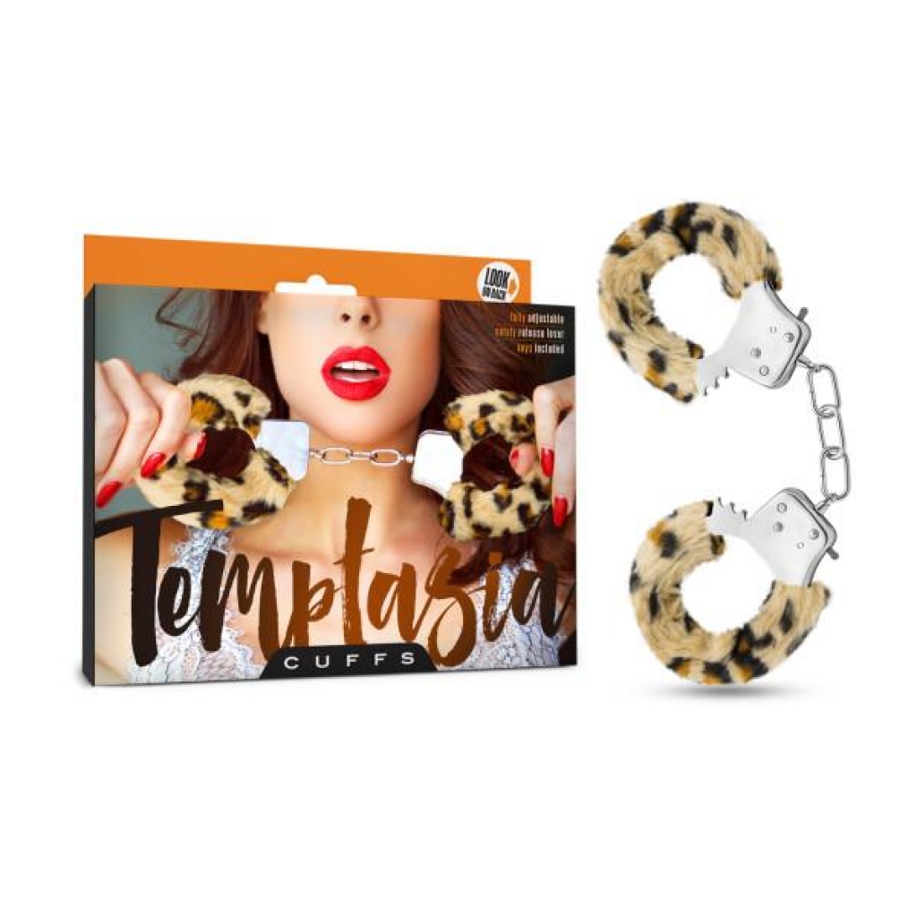 Temptasia Furry Leopard Cuffs - Animal Print