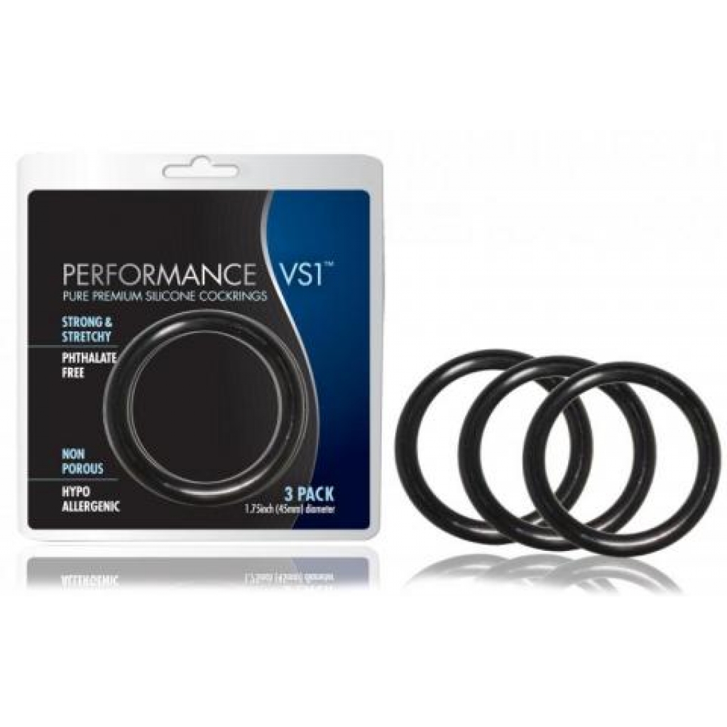 Performance Silicone Cock Rings - Premium Black, 3 Pack