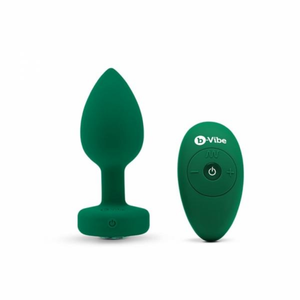 B Vibe Vibrating Jewel Plug - Emerald M/L (Net) Green