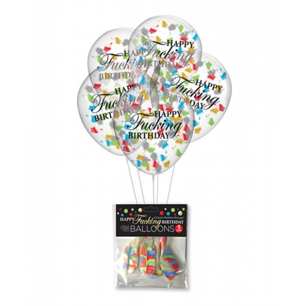 Happy F*ing Birthday Confetti Balloons - 5 Pack