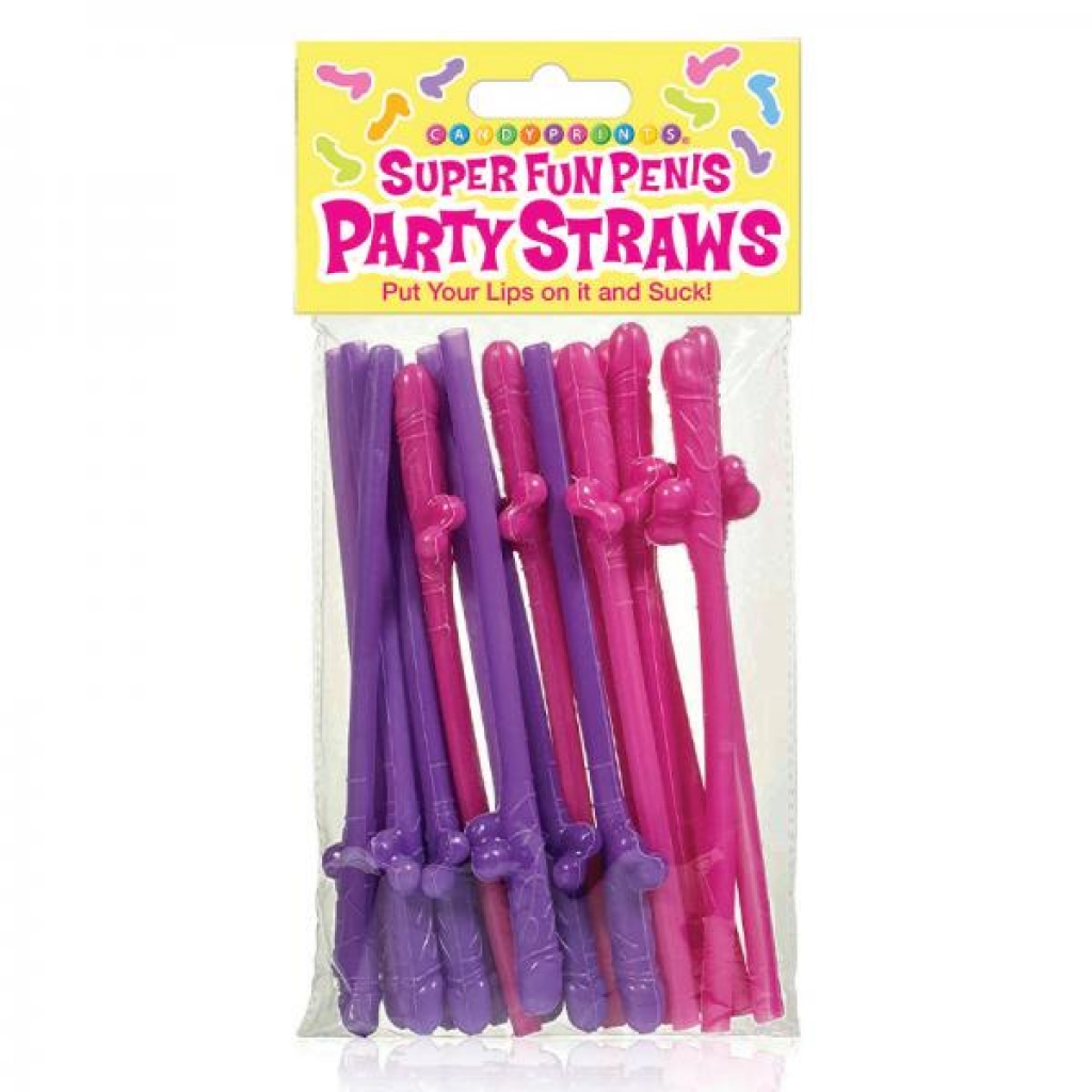 Playful Penis Party Straws in Pink and Purple