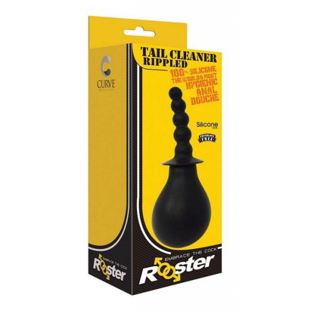 Rooster Tail Cleaner Rippled Anal Douche - Black