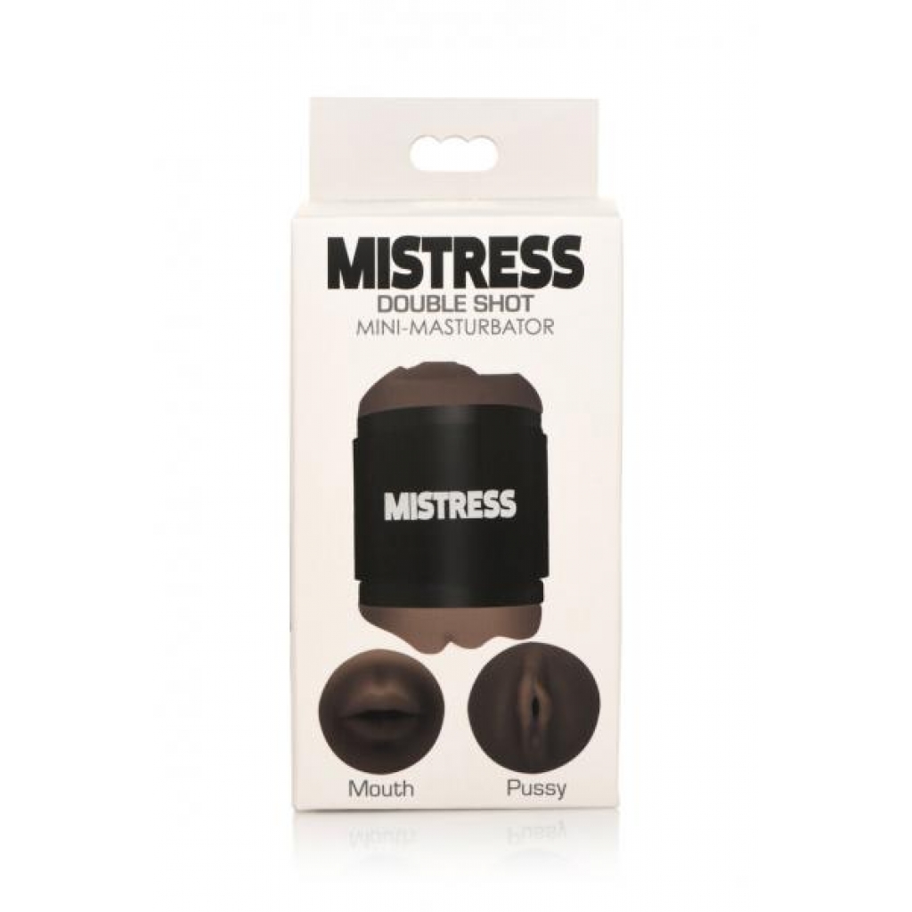 Mistress Double Shot Mouth & Pussy Mini Masturbator - Dark Brown