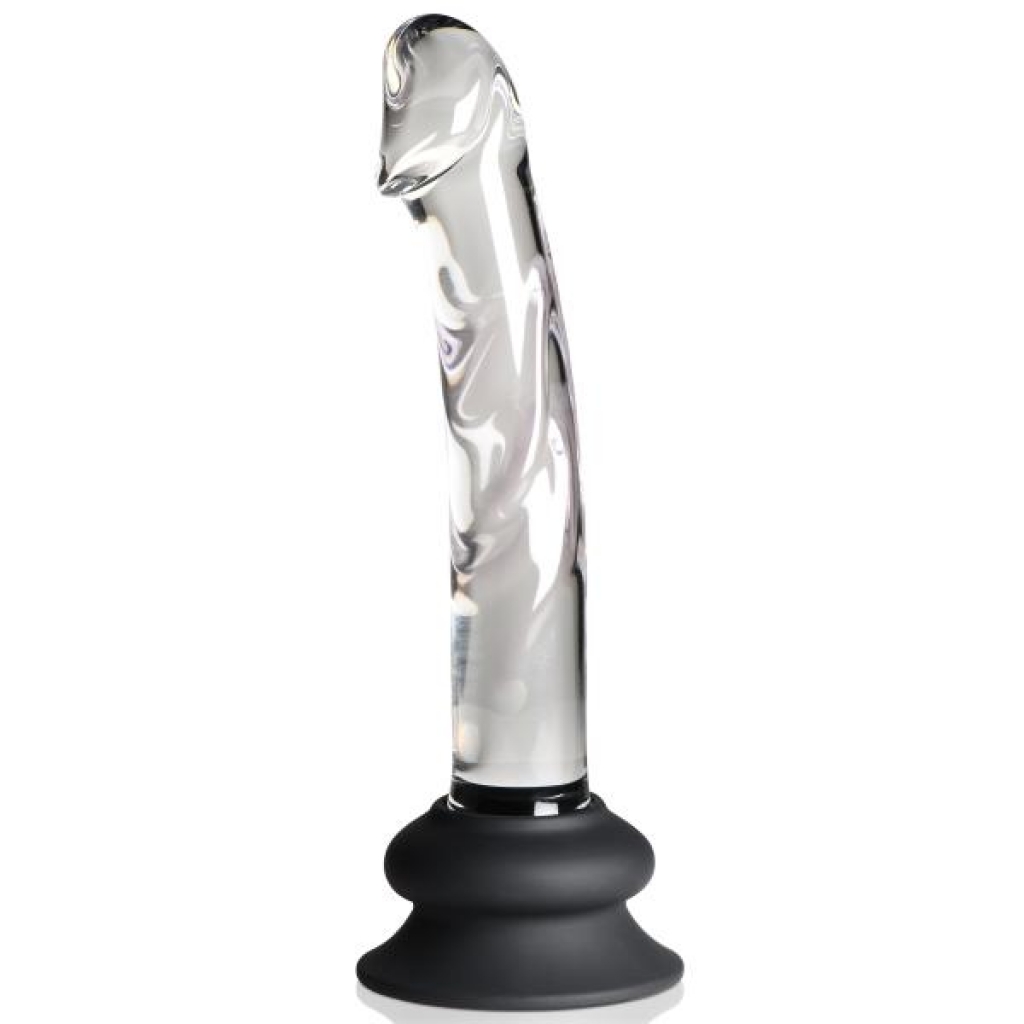 Pleasure Crystals 7 Inch Glass Dildo with Silicone Base - Clear