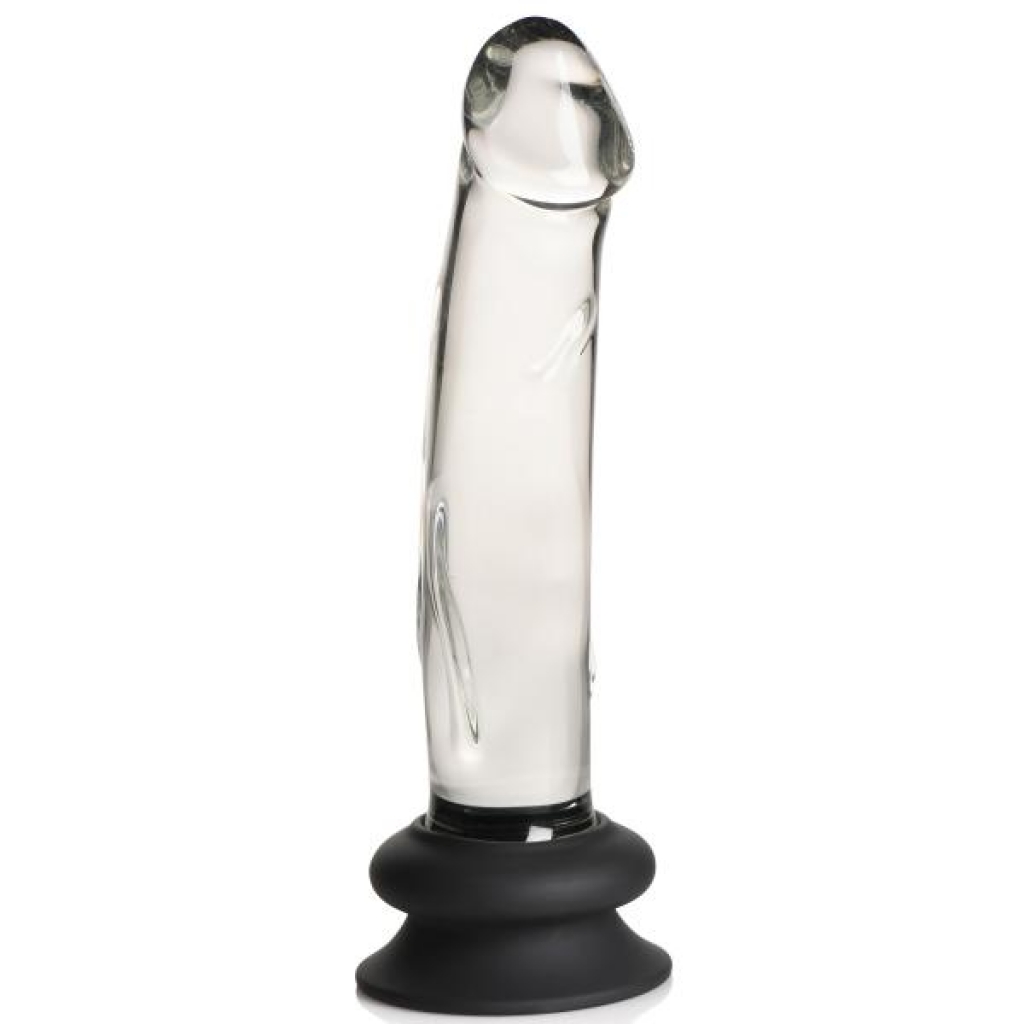 Pleasure Crystals - 7.6 In Glass Dildo with Silicone Base - Clear