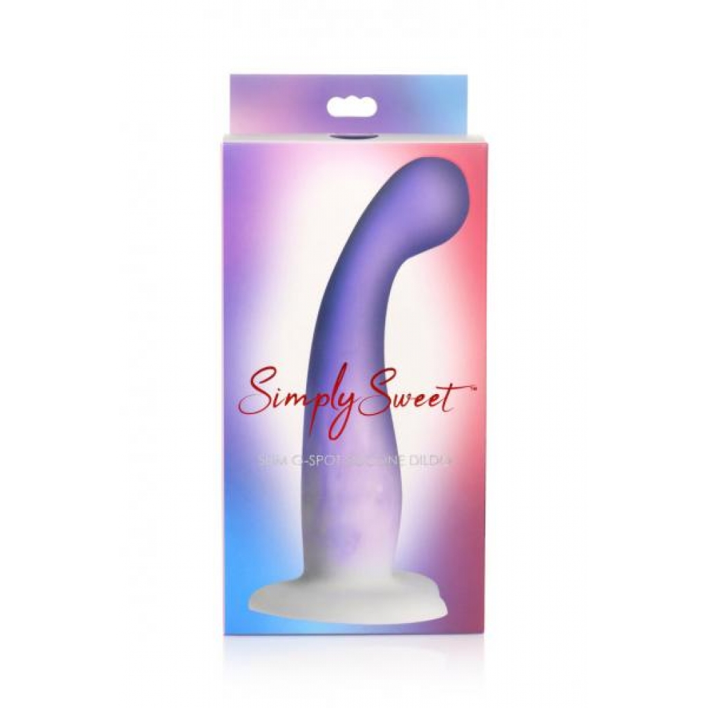 Simply Sweet Slim G-spot Silicone Dildo - Purple/White