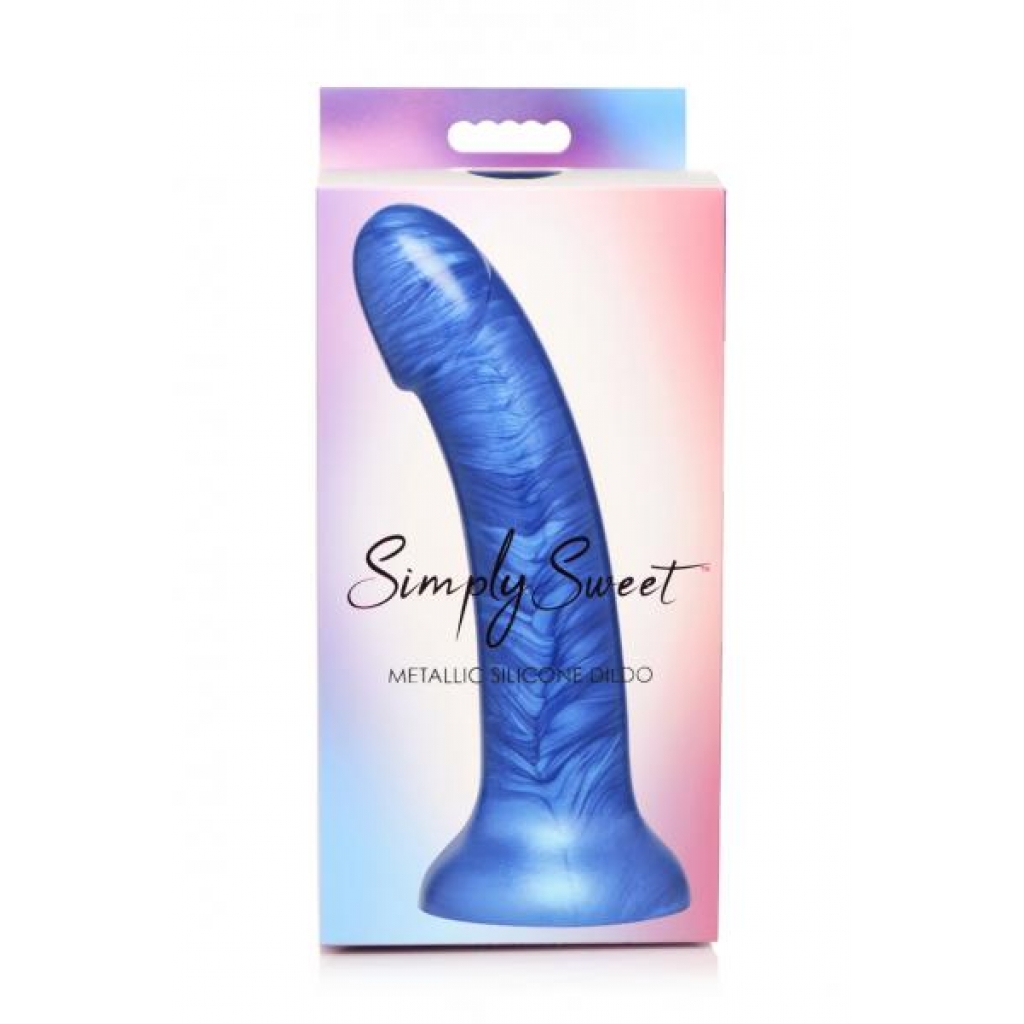 Simply Sweet 7 In Metallic Silicone Dildo - Blue