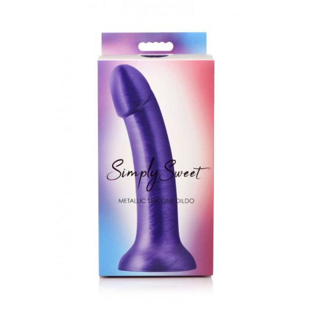 Simply Sweet 7-Inch Metallic Silicone Dildo - Purple