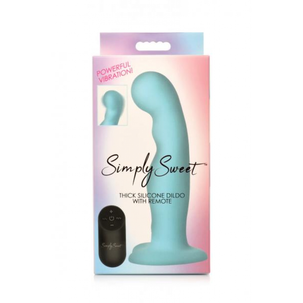 Simply Sweet Vibrating Thick Silicone Dildo with Remote - Teal