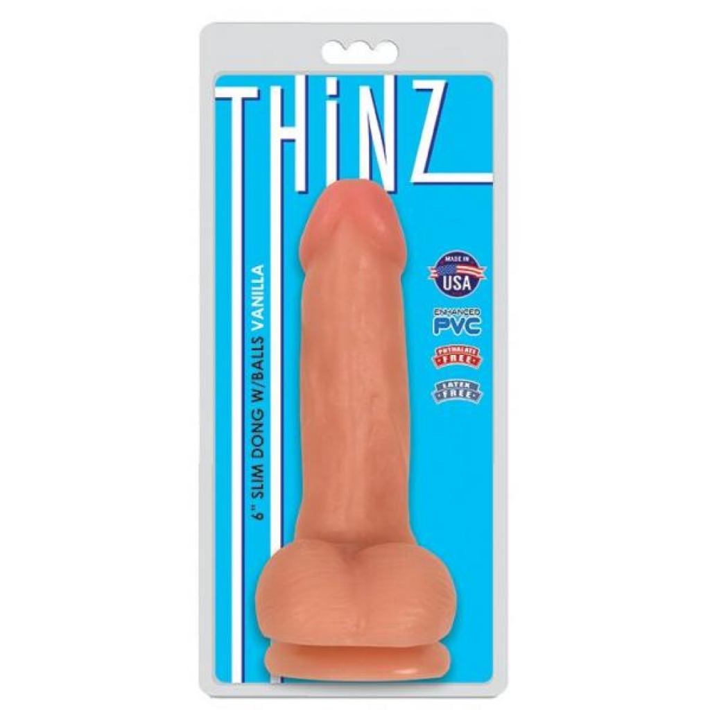 Thinz 6-Inch Slim Dong with Balls - Vanilla Beige