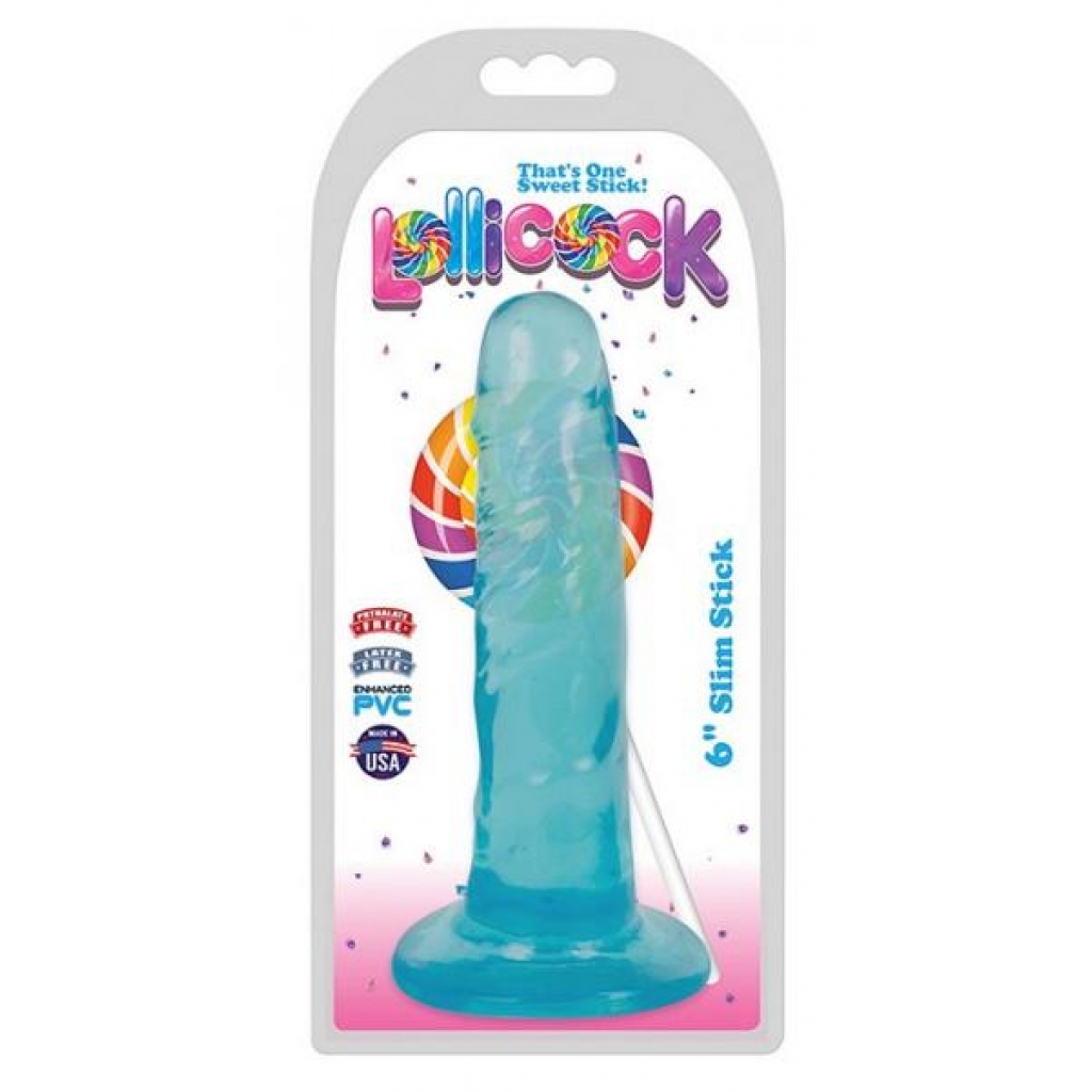 Translucent Lollicock Slim Stick Dildo - Berry Ice Blue