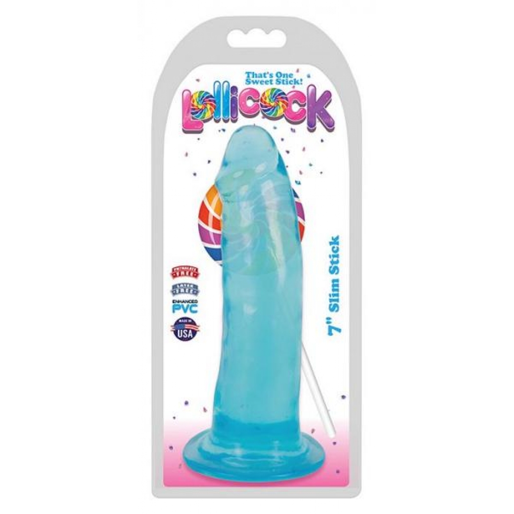 Lollicock 7-Inch Slim Stick Dildo - Berry Ice Blue