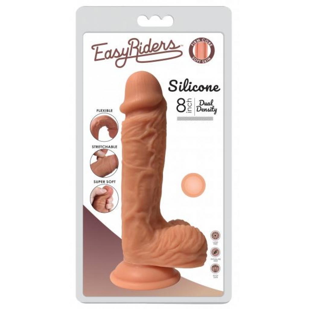 Easy Riders 8 inches Dual Density Silicone Dong with Balls - Beige