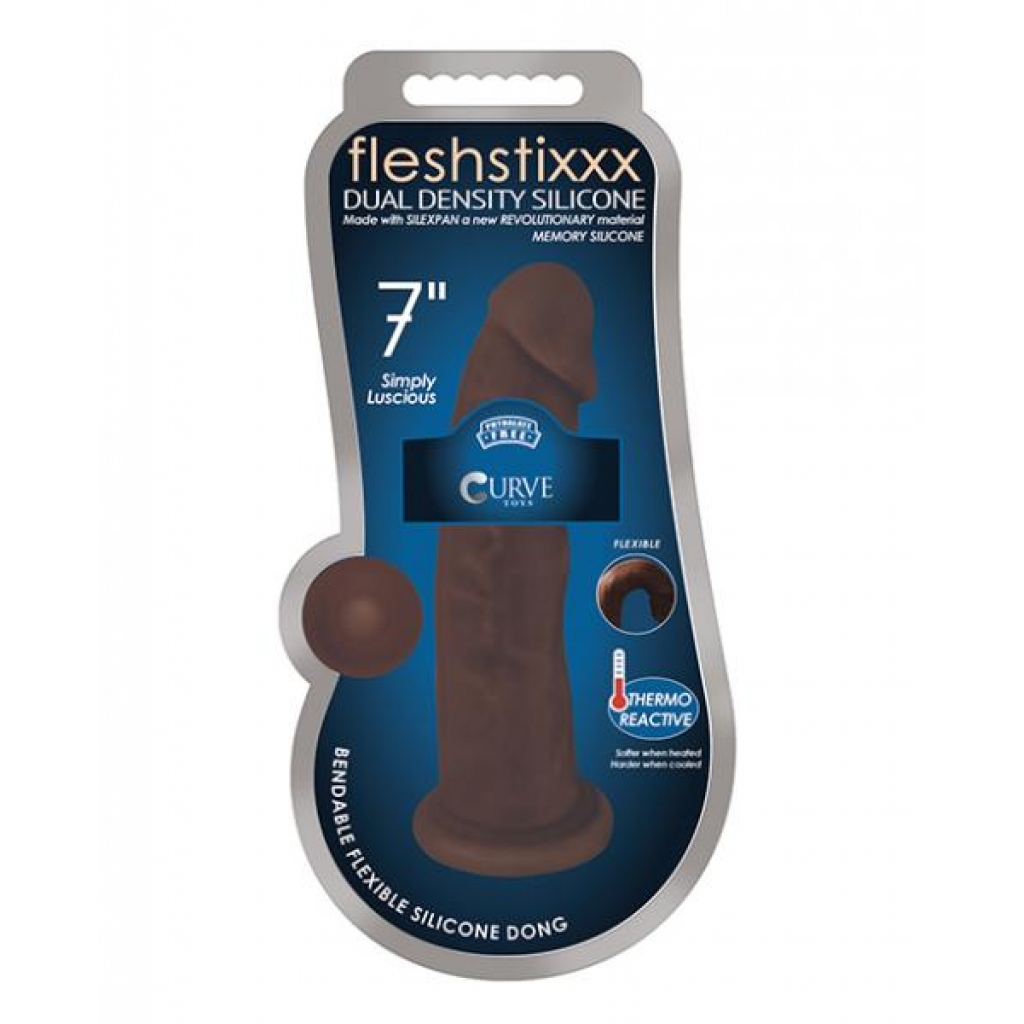 FleshStixxx 7 inches Silicone Dildo - No Balls Brown