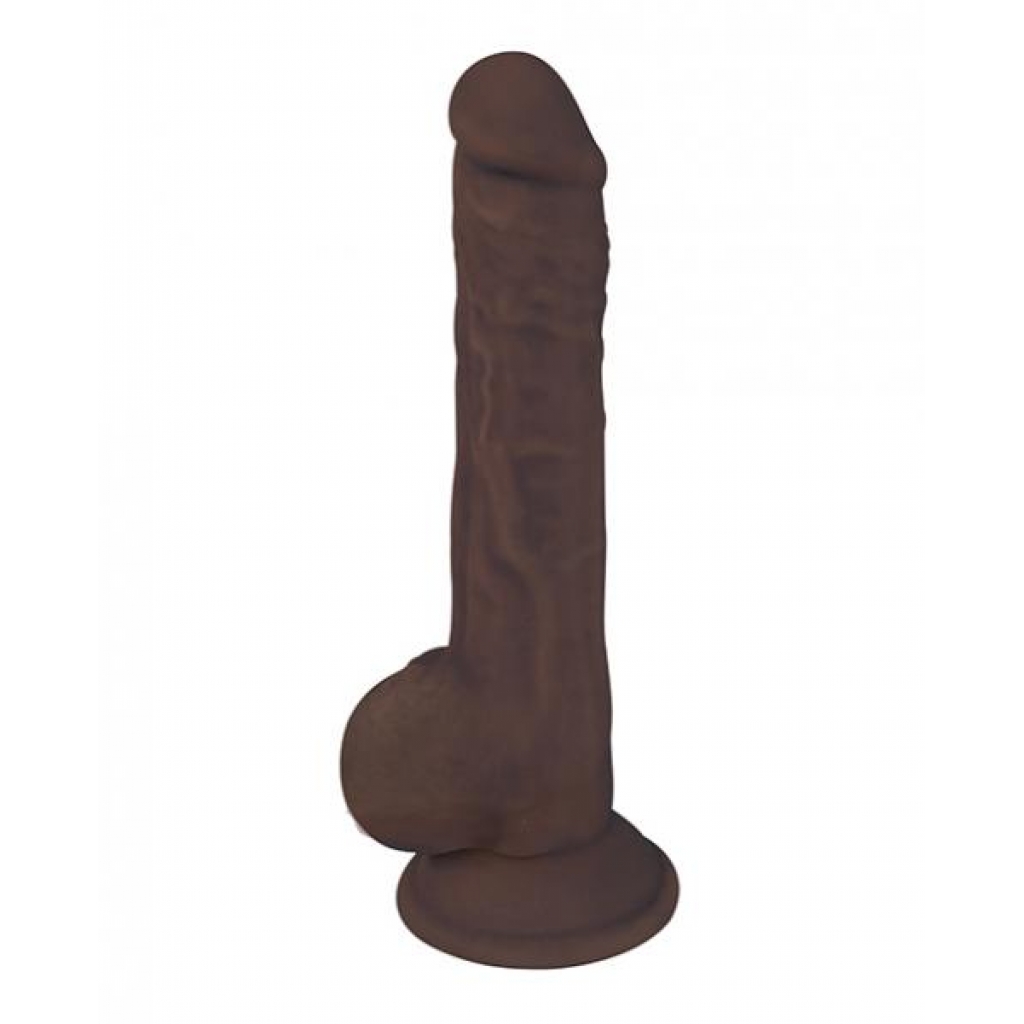 Fleshstixxx 9in Silicone Dildo W/ Balls - Chocolate