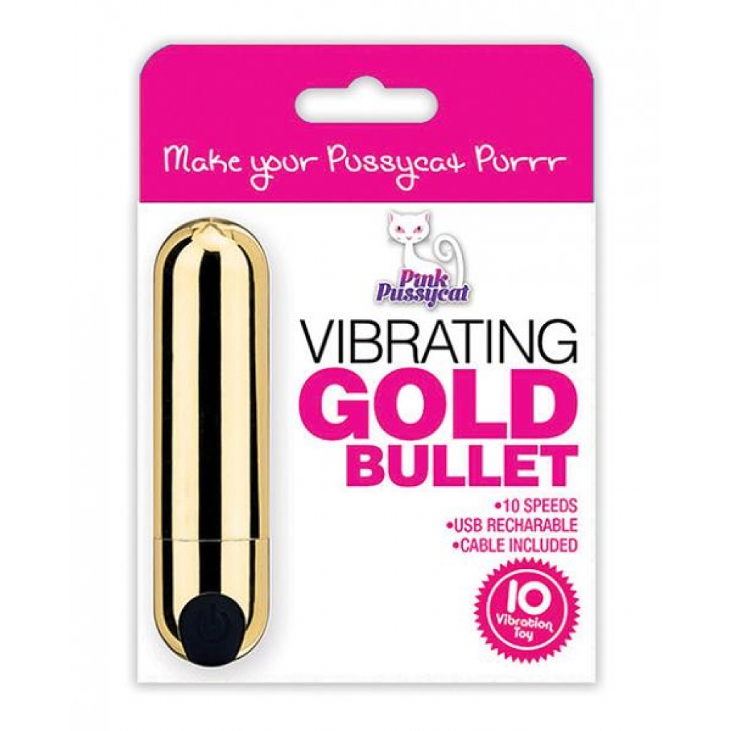 Pink Pussycat Gold Bullet Vibrator - 10 Speeds