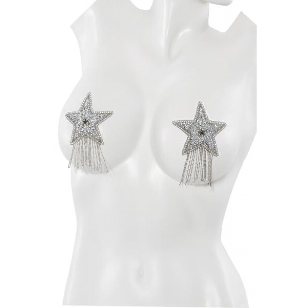 Pasties Metallic Star with Chain Tassels - Silver