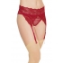 Crotchless Panty with Attached Garter - Merlot O/S