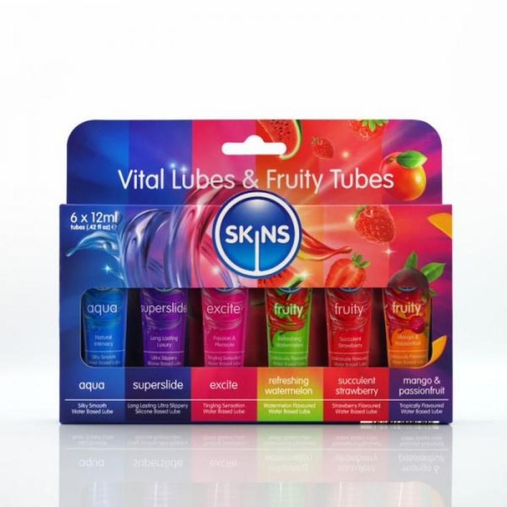 Skins 12ml Sampler Tubes - Vital 6 Pack of Flavorful Lubricants