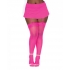 Fishnet Thigh High Stockings with Back Seam - Hot Pink Queen Size