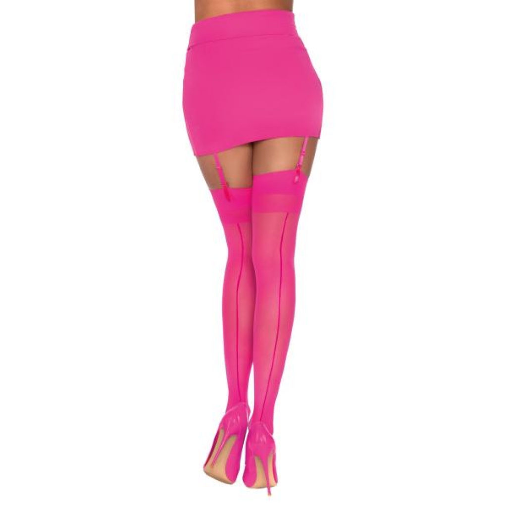 Thigh High Sheer Hot Pink Stockings - One Size Fits Most