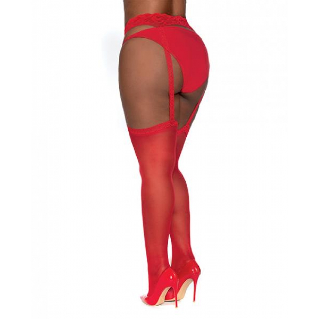 Pantyhose with Garters - Red Q/S