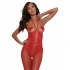 Holiday Open Cup, Open Crotch Bodystocking Red O/S